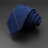 Gravata Slim de Algodão Xadrez Azul Royal